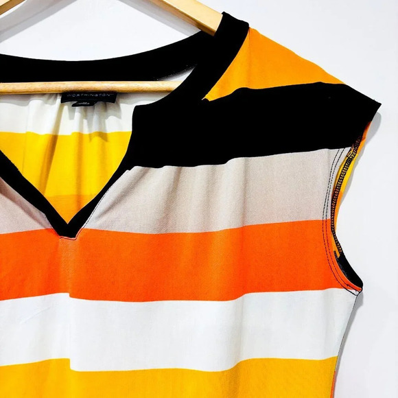 WORTHINGTON Orange and Black Striped Sleeveless Top * - Picture 3 of 6